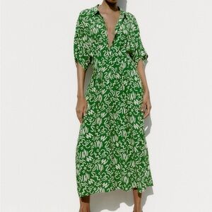 NWT Zara The Elora Green Shirt Dress